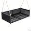 Lit balançoire double en bois massif d'extérieur classique, cadre de balançoire en rotin de jardin avec longues cordes pour la piscine, la cour arrière-129111822
