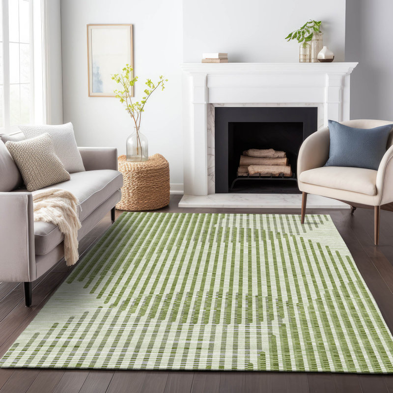 Tapis intérieur / extérieur vert Elowen , 9 pi x 12 pi