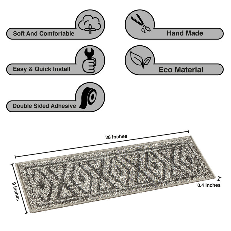 Tapis d'escalier géométrique gris foncé