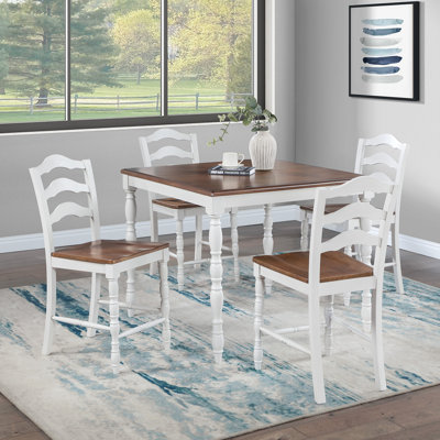 Ensemble de salle à manger à hauteur de comptoir 5 pièces avec grain de bois naturel, design classique et moderne pour les salles à manger élégantes, ensemble de table de salle à manger