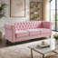 Canapé Chesterfield en velours rose, 215 cm, salon
