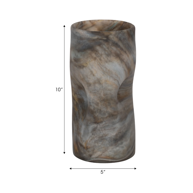 16" Dimpled Alabaster Finish Vase, Multi, 10" H x 5" W x 5" D