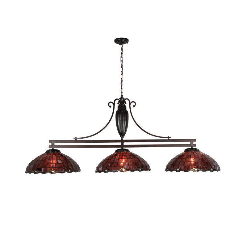 Mahogany Bronze 3-Light Stained Glass Island Pendant