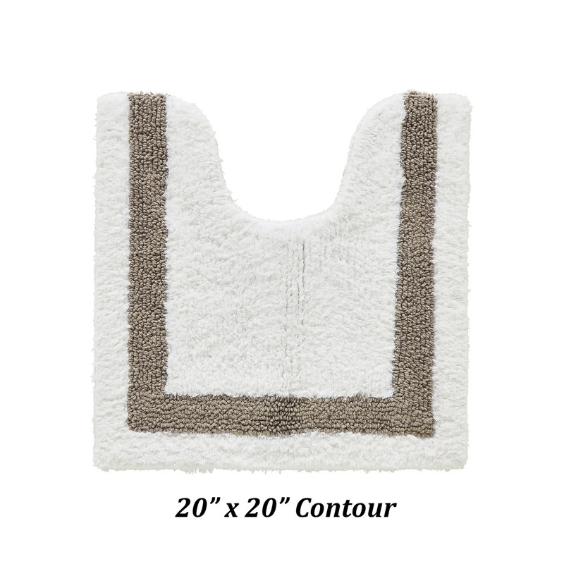 Tapis pour salle de bain Widman 100% coton touffeté en U, doux et super absorbant, lavable à la machine, 20 po x 20 po, blanc / beige