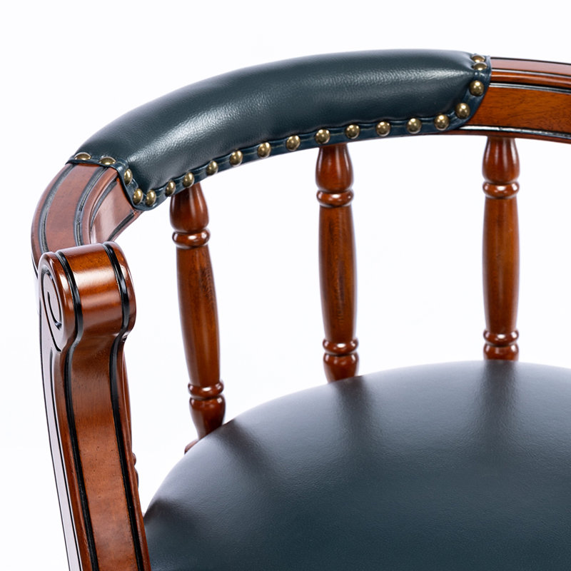 Cuir véritable pivotant Sturdivant, Tabouret de comptoir (siège d'une hauteur de 26 p, Cuir bleu / cadre brun