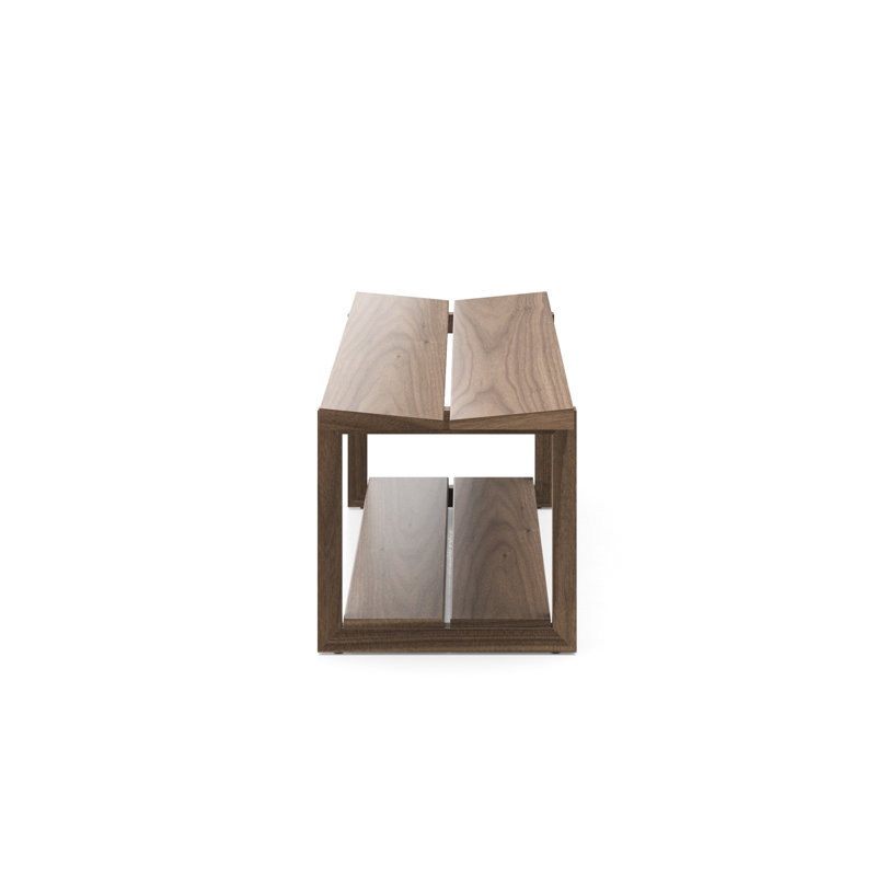 KAVA Solid Wood Storage Bench, Natural Walnut
