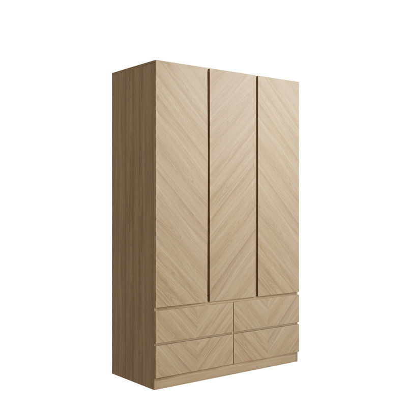 Kascha 3 Door Manufactured Wood Wardrobe, Oak