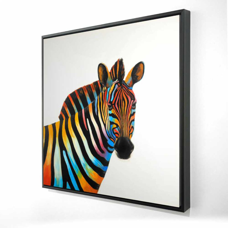 Profile View of a Zebra - Framed Canvas Decor