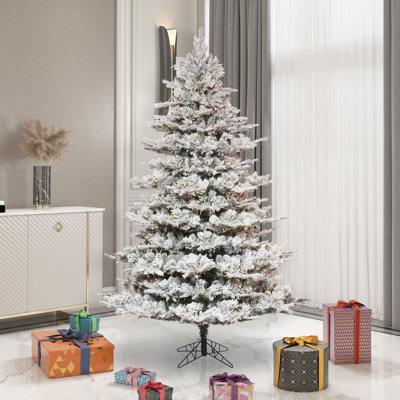 Flocked Kiana Pine Lighted Pine Christmas Tree