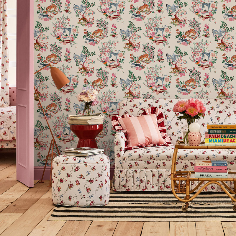 Cath Kidston Painted Kingdom Floral Wallpaper, Beige