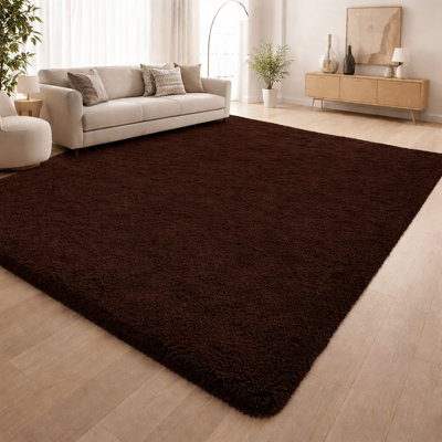 Solid Colour Machine Tufted Shag Area Rug