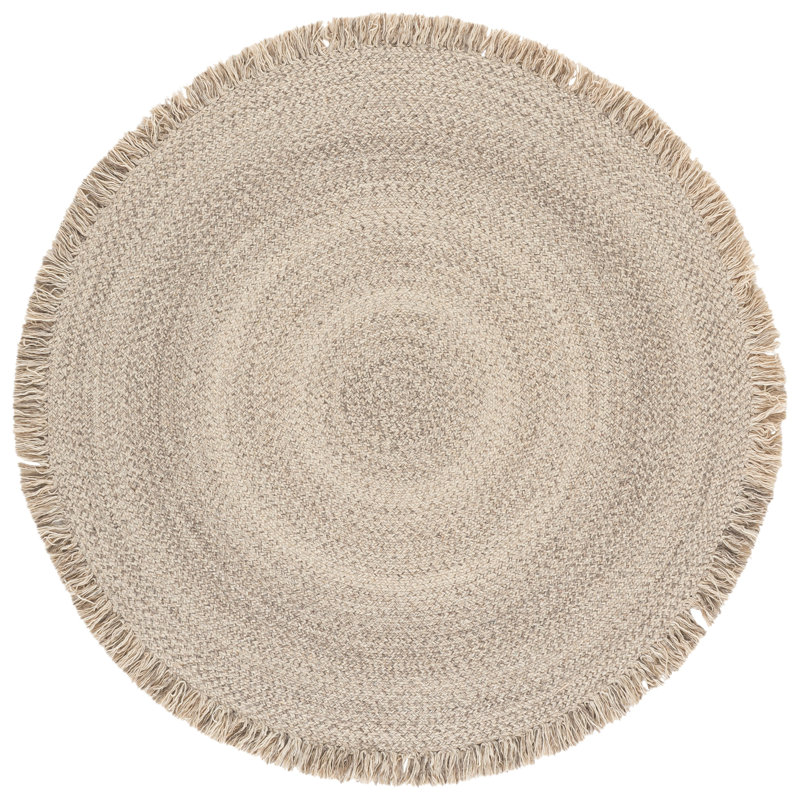 Tapis d'intérieur tressé à la main sans motif, Rond 5 pi 0 po x 5 pi 0 po