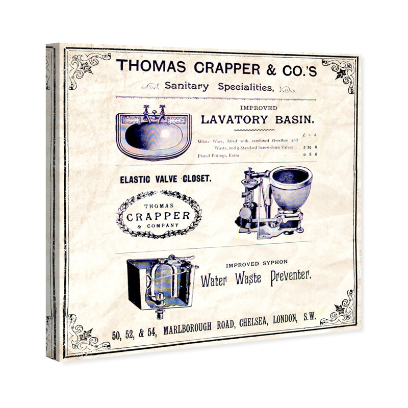 « thomas crapper inventor of the toilette », impression sur toile, H 40 po x l 40 po x P 2 po