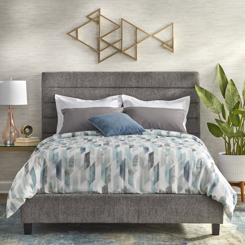 Grand lit plateforme Bittinger, Gris