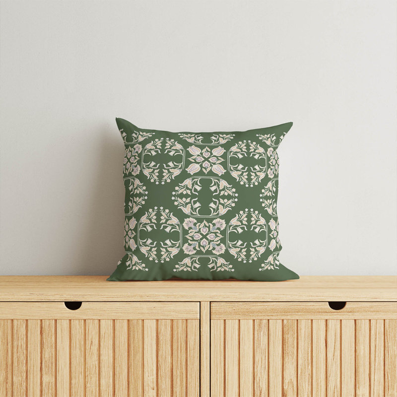 Coussin décoratif Rumi, Carré 16 po, Vert