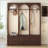 Arched Wooden Hall Tree with 8 Hooks and Drawers-4629176