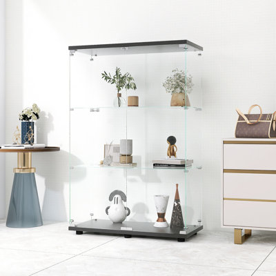 Vitrine à deux portes avec porte vitrée et bibliothèque