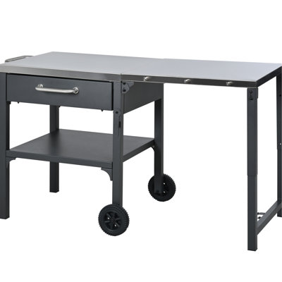 Portable Bbq Cart With Ample Storage For Outdoor Grilling And Parties, Gray Foldable Backyard Grilling,