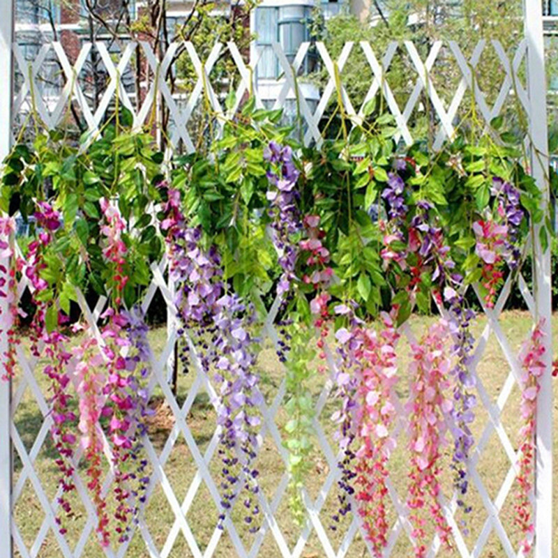 Guirlande de fleurs artificielles Wisteria, Blanc