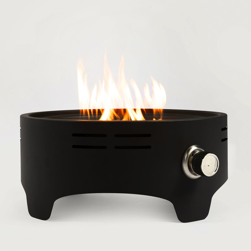 15 Inch Tabletop Fire Pit - Portable Propane Camping Stove With Cooking Support, Black Steel, 2.2Inch Bowl Depth, Adjustable Flame, Included Lid And Rocks 15" Outdoor Burner Quick Connect, Stainless