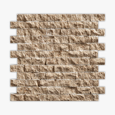 Noce Splitface 1x2 Brick Travertine Mosaic