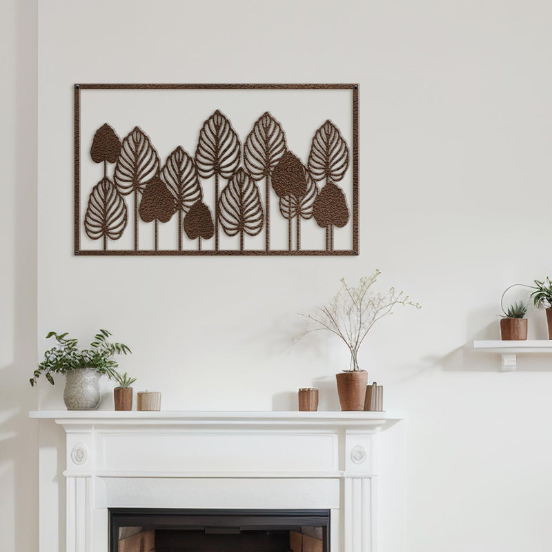 Décoration murale en métal, Bronze, H 9 po x l 18 po x P 0,05 po