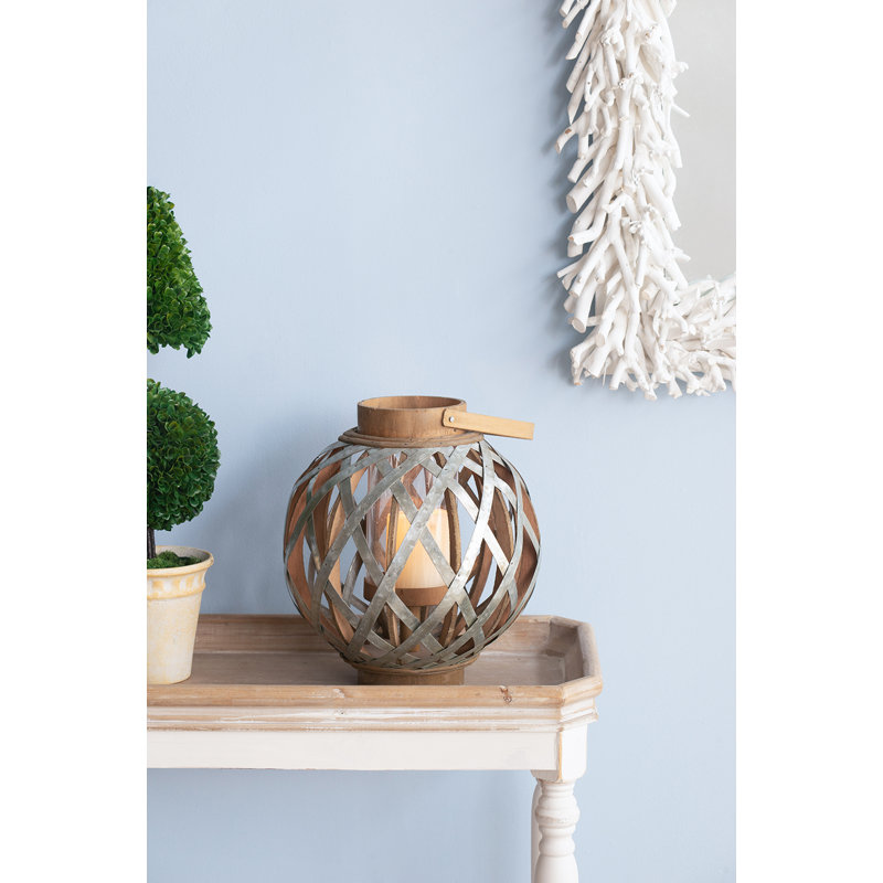 Tabletop Lantern, 12.8" H x 11.5" W x 11.5" D