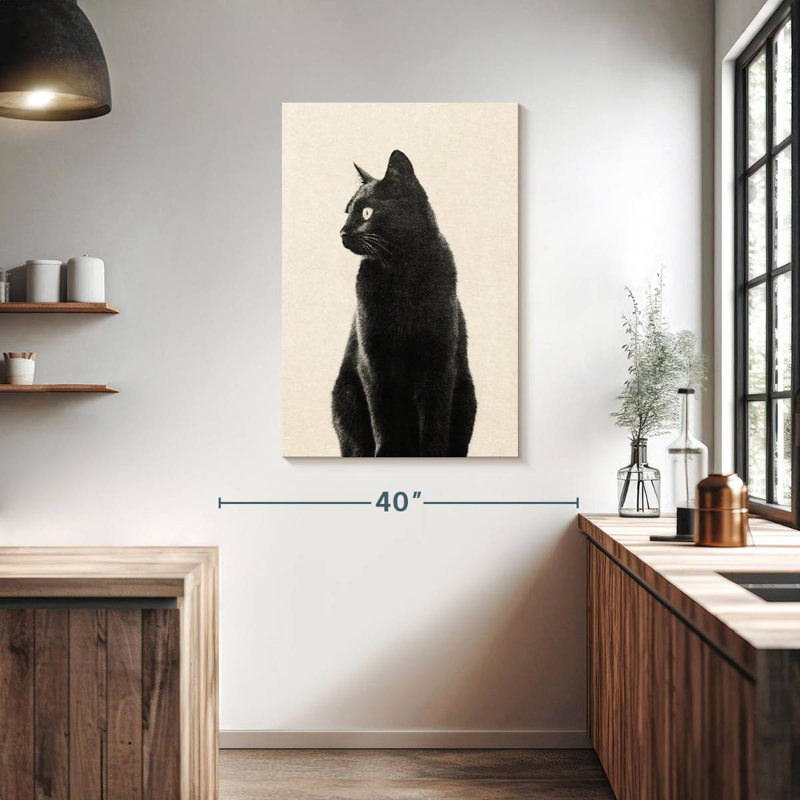 Chat noir Brampt beige, H 39 po x l 26 po