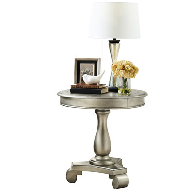 Champagne Wood Pedestal Table - Classic & , 26.5" X 26.5 Round Table, 26" Diameter, Fine Detail