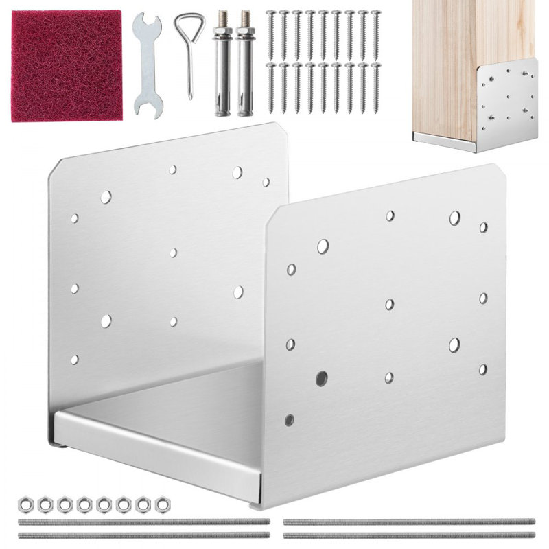Post Base, 1Pcs Stainless Steel Adjustable Post Anchor Bracket, 7.1" H x 7.5" W x 7.9" D