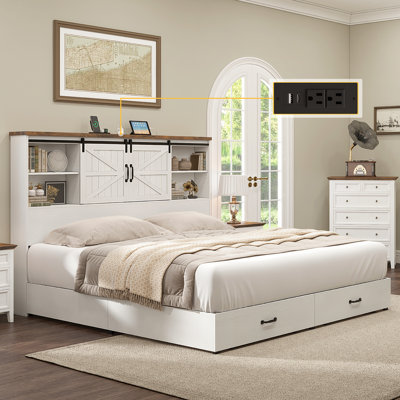 Sherell Wooden Bookcase Bed Frame