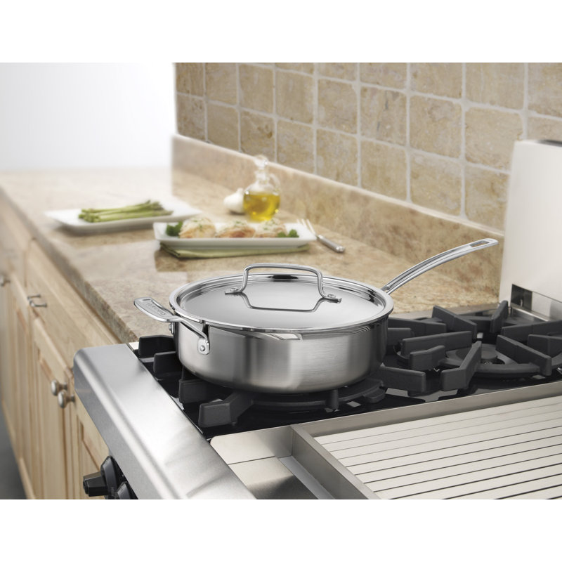 3.5 Quart Silver Stainless Steel Sauté Pan with Lid