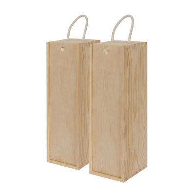Harbour Housewares Wooden Wine Boxes - Single Bottle - Natural - Pack of 2