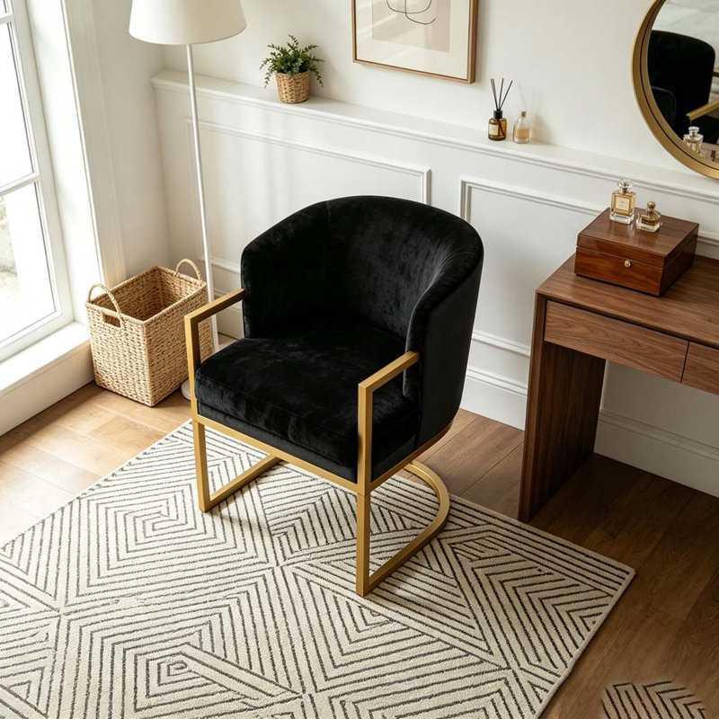 Chaise de lecture rembourrée Modern, Noir