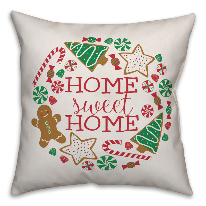  Housse de coussin Home Sweet Home, 16 po x 1 po, Polyester/ Bourre en polyester