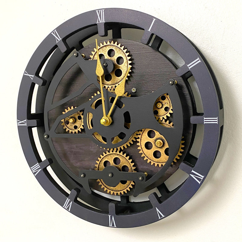 Wood Wall Clock, Vintage Black