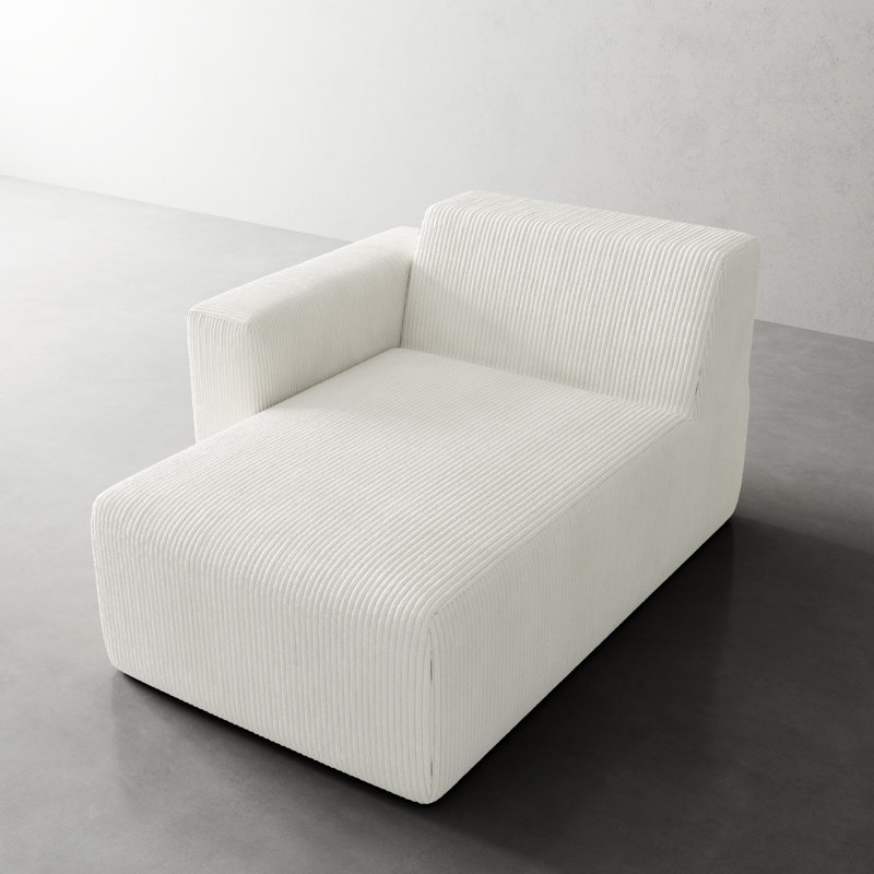 Chaise longue simple en velours côtelé Berlare, Beige