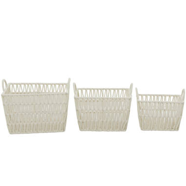 Plastic Basket, Small | The Stable Collection | Multi-Use Storage Basket | Rectangular Cabinet Organizer | Baskets for Organizing with Handles | Home