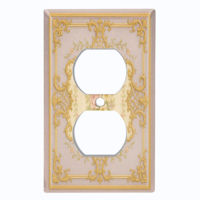 Metal Light Switch Plate Cover; US Standard Size 1 Gang Toggle - Damask Flowers