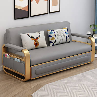 Mercer41 Mogan 51.18 Folding Upholstered Sofa Cushion Back Futon Chair  Convertible Sofa Guest Sleeper Chair & Reviews