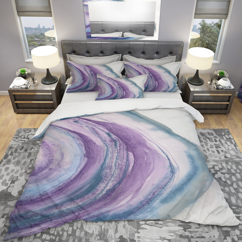 Watercolor Geode I - Farmhouse Duvet Cover Set - Microfiber Polyester, King Duvet Cover + 2 Shams