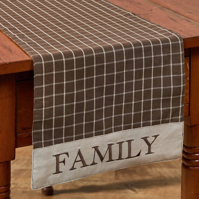 Family Brown PlaidTable Runner 13", 36" L x 13" W