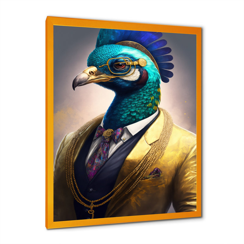 «Peacock Gangster in NYC I», impression sur toile, H 20 po x l 12 po x P 1 po, Impression dorée sur toile encadrée