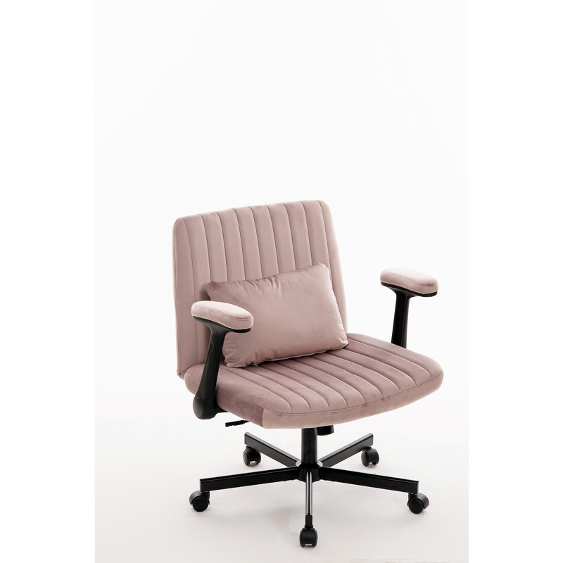 Modern Armrest Office Chair, Computer Desk Chair with Wheels, Pink