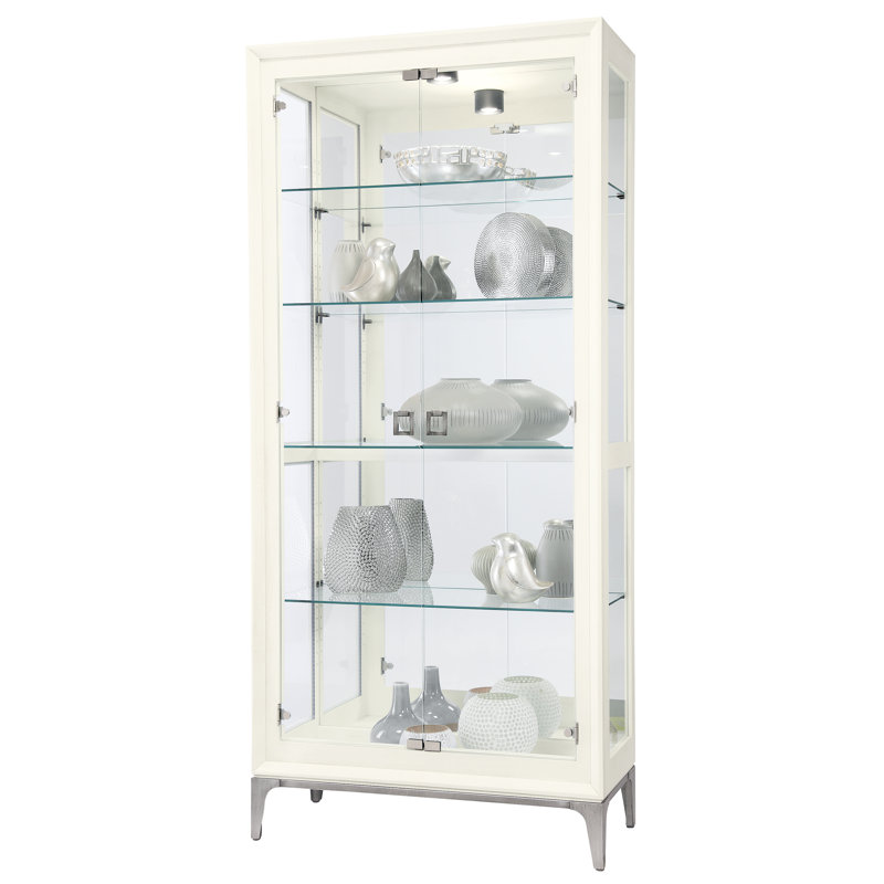 Sheena Lighted Curio Cabinet, Aged Linen