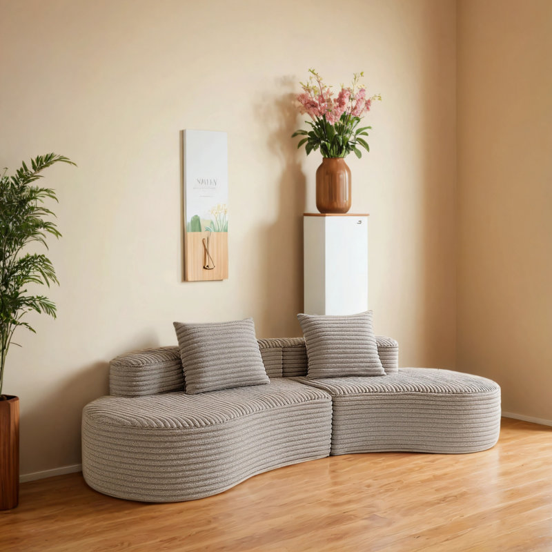 Canapé en tissu Corduroy, Brun