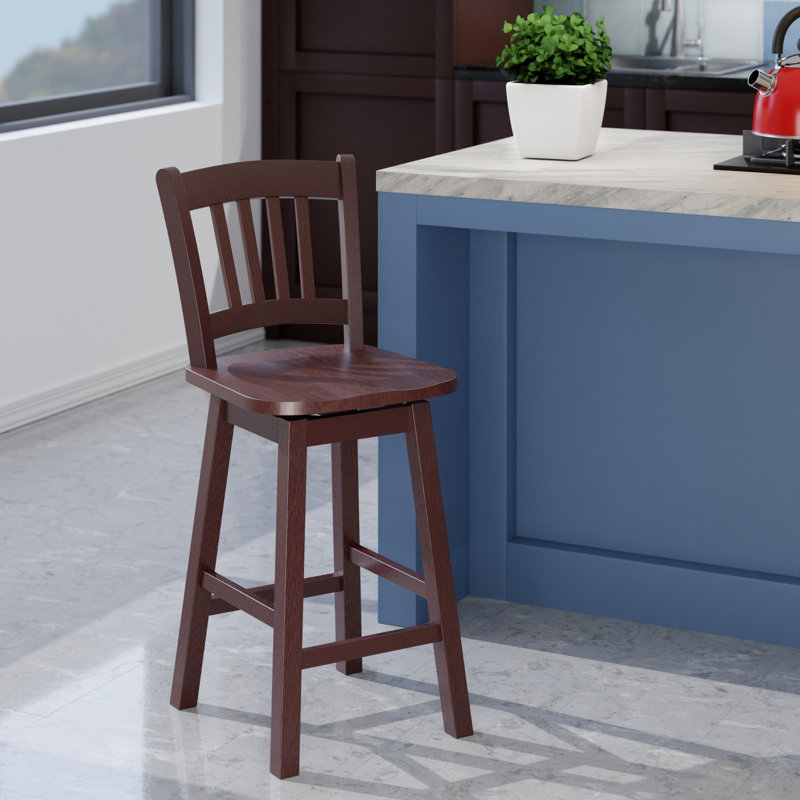 Pecor Swivel Solid Wood Counter Stool, Counter Stool (24” Seat Height)
