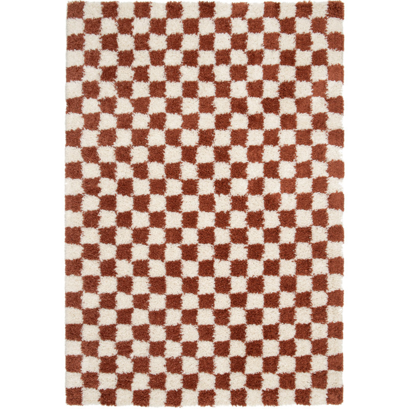Romea Chequered Shag Area Rug, Rectangle 200 x 290cm