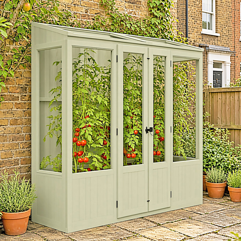 Holme 7 ft x 3 ft Painted Greenhouse, Green