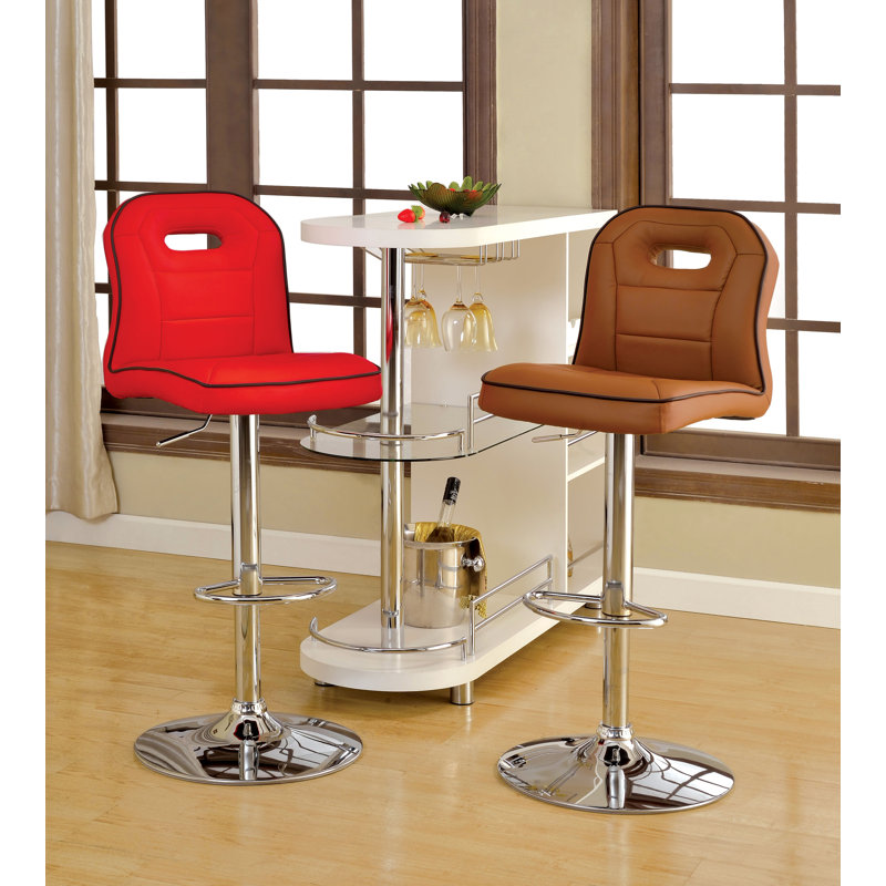 Swivel Adjustable Height Bar Stool, Red